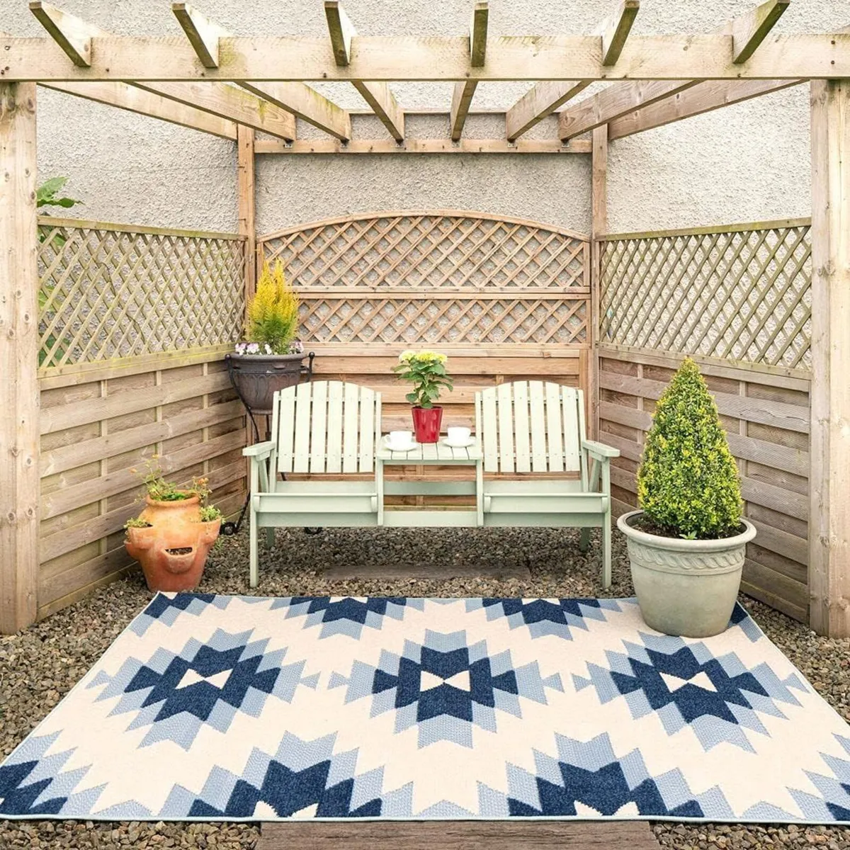 Zigzag Tribal Summer Washable Plastic Flatweave - Image 2
