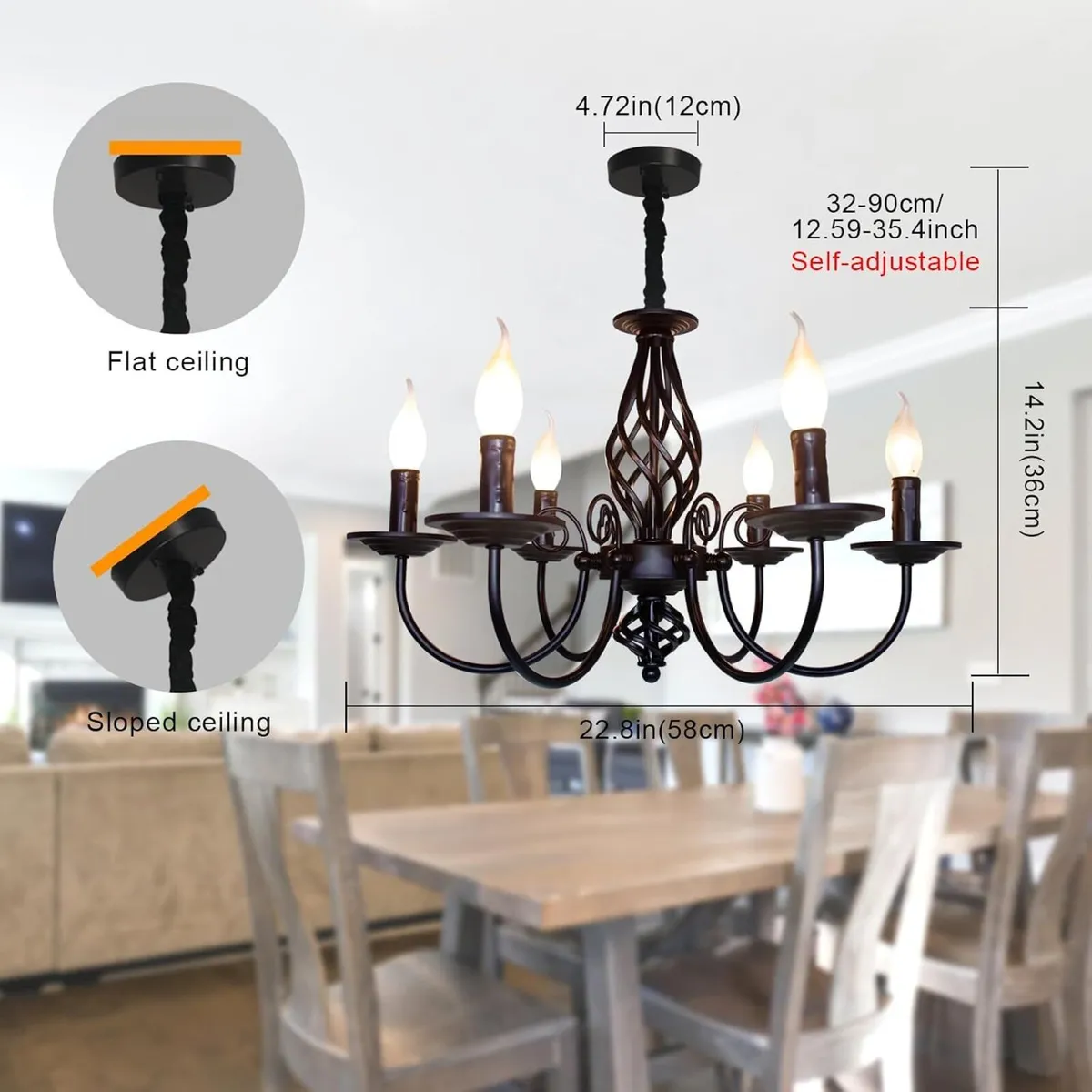Rustic Pendant Chandelier French Country Vintage - Image 3