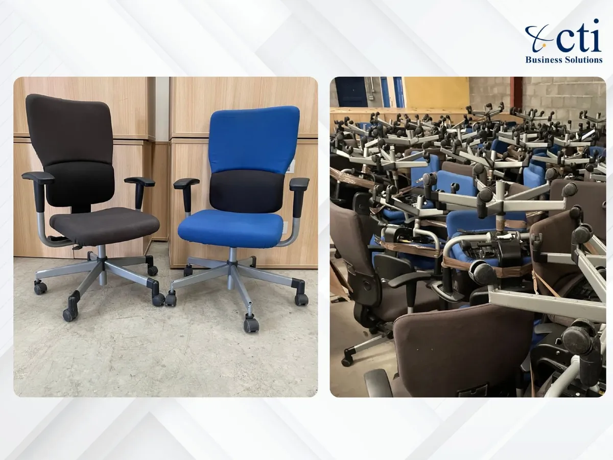 100 X Steelcase Black & Blue Office Chairs - Image 1