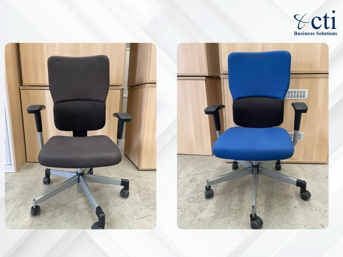 100 X Steelcase Black & Blue Office Chairs - Image 4