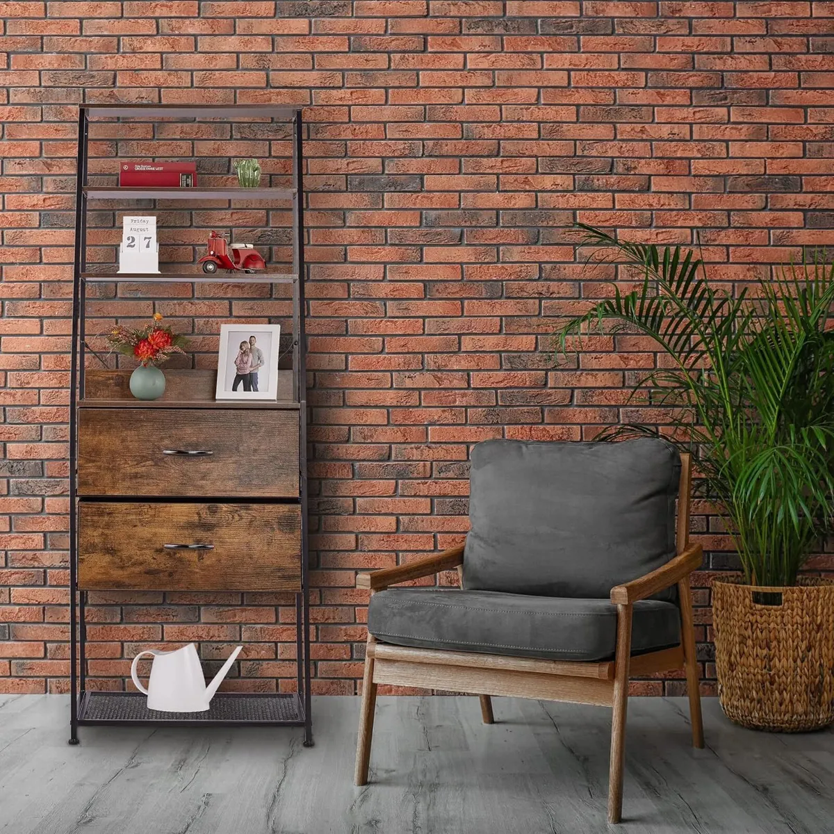 Shelf 3 Drawers 3 Shelves Vintage Look Industrial - Image 2
