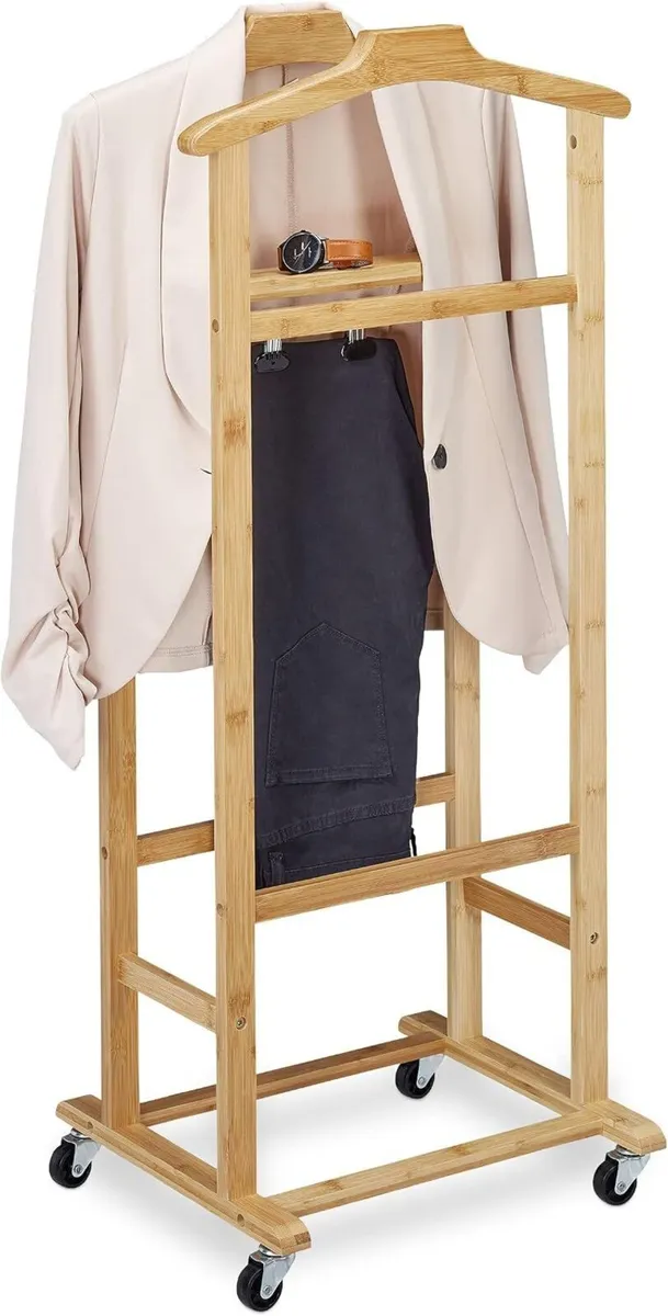 Valet on Castors for Men and Women Bamboo - Image 1