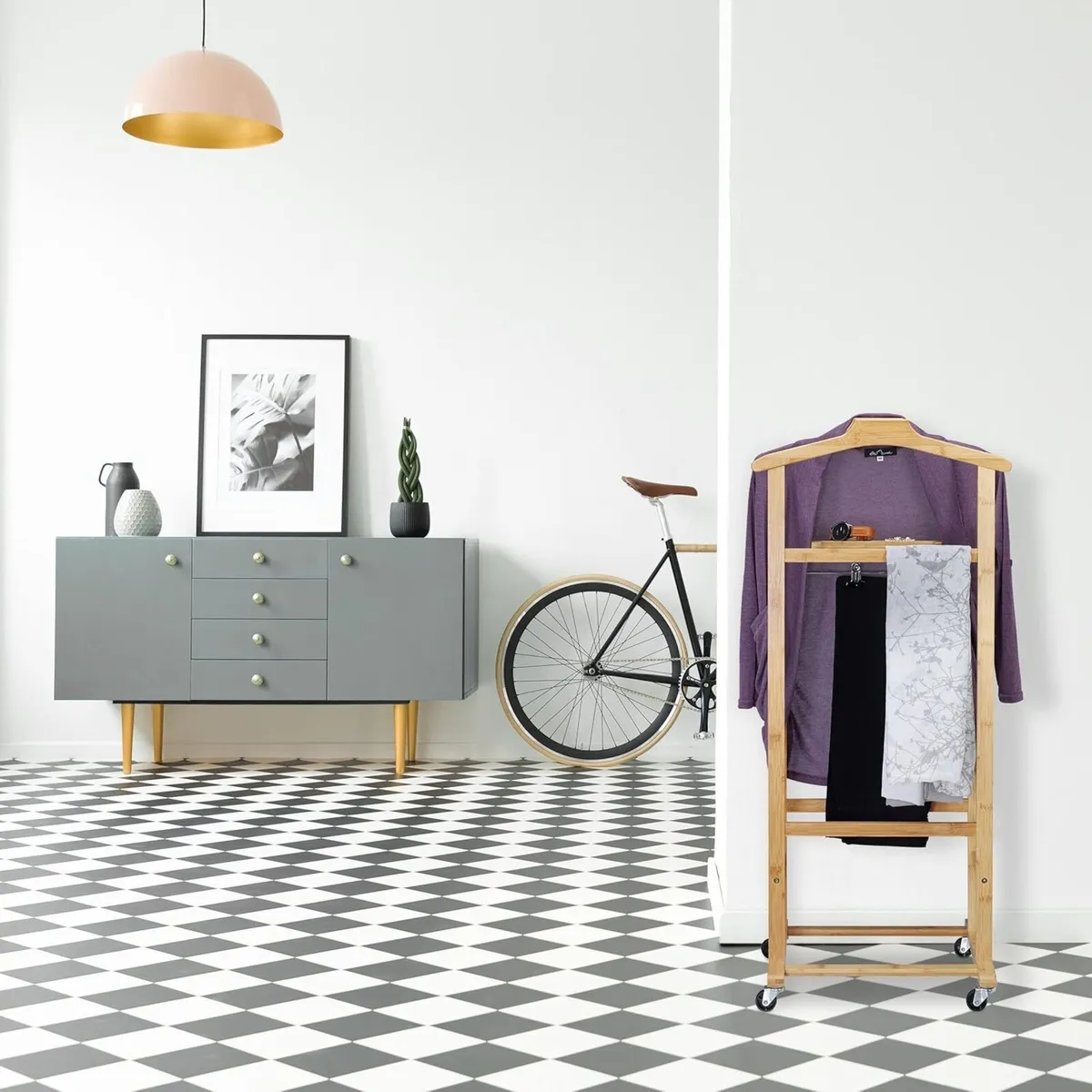 Valet on Castors for Men and Women Bamboo - Image 2