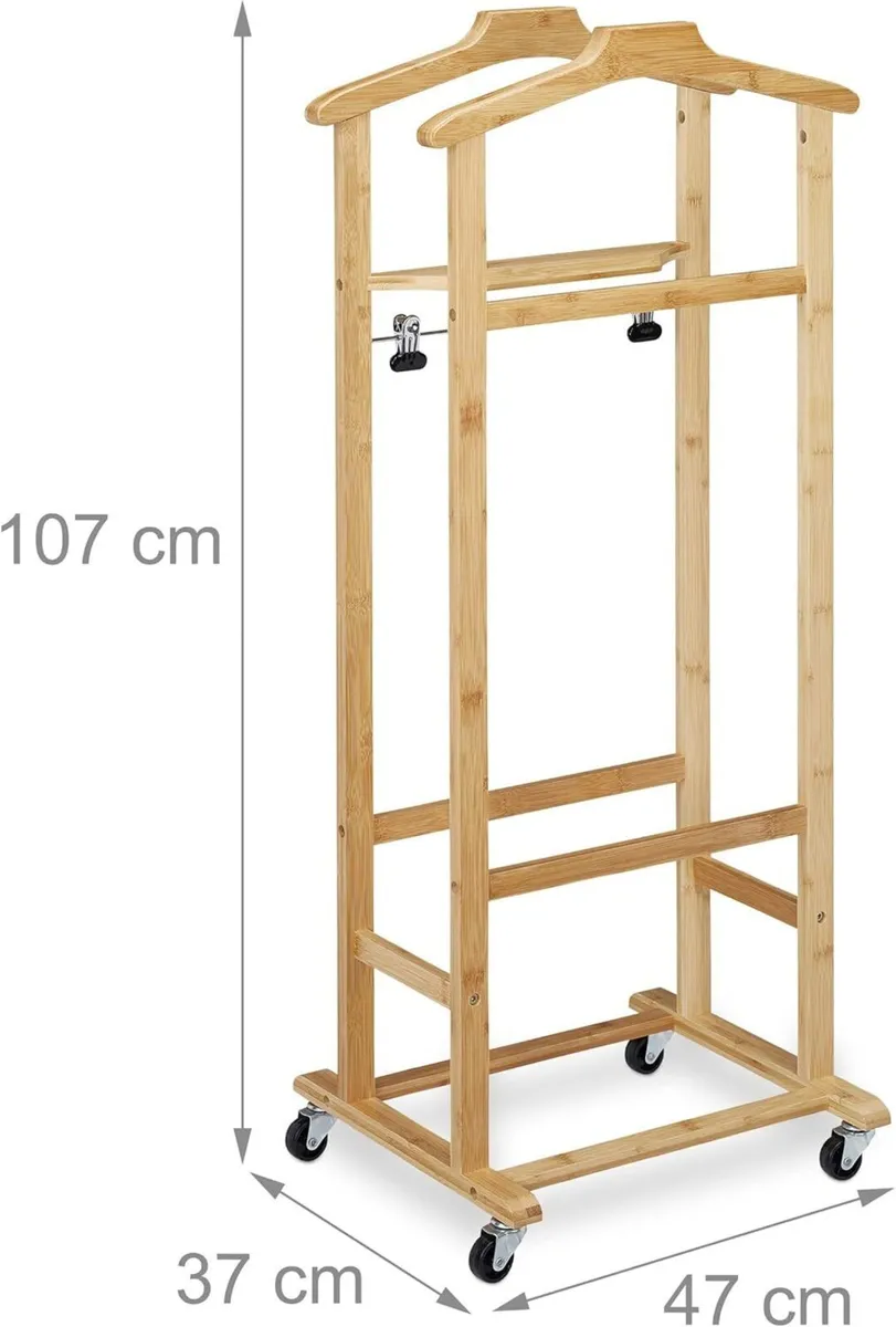 Valet on Castors for Men and Women Bamboo - Image 4