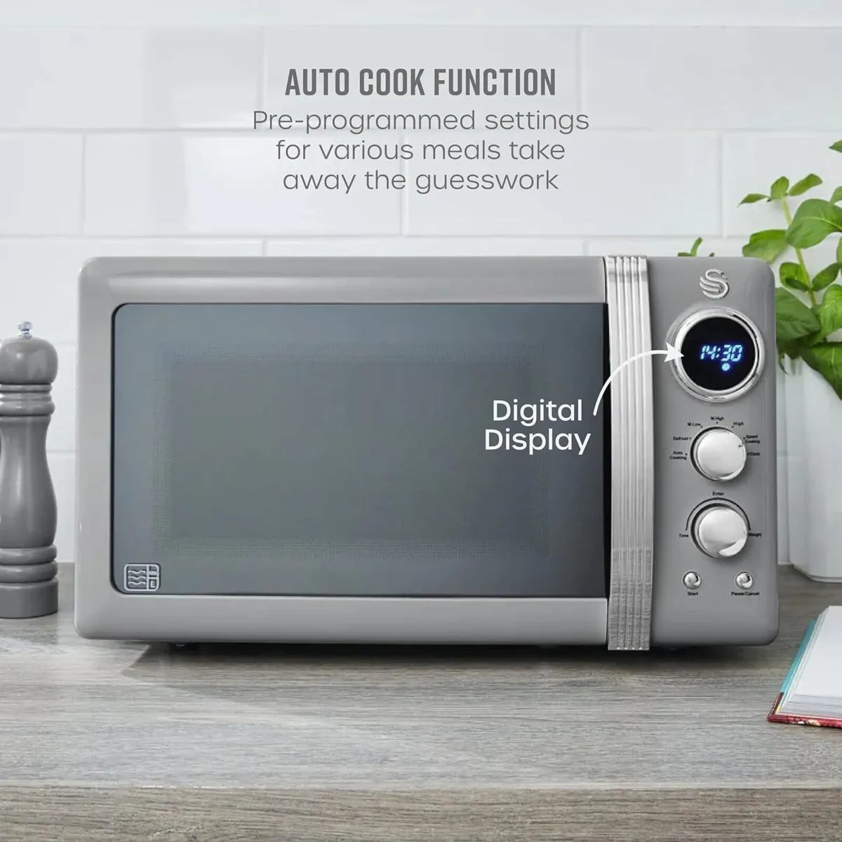 Retro LED Digital Microwave 20L 800W 6 Power - Image 4