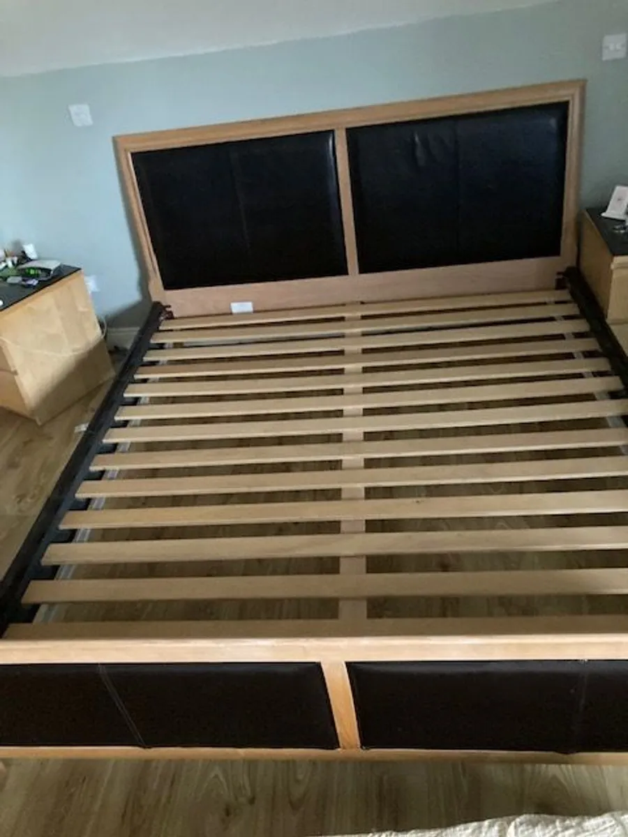 Premium Solid Oak and Leather 6ft Super King Bed - Complete Bundle - Image 2