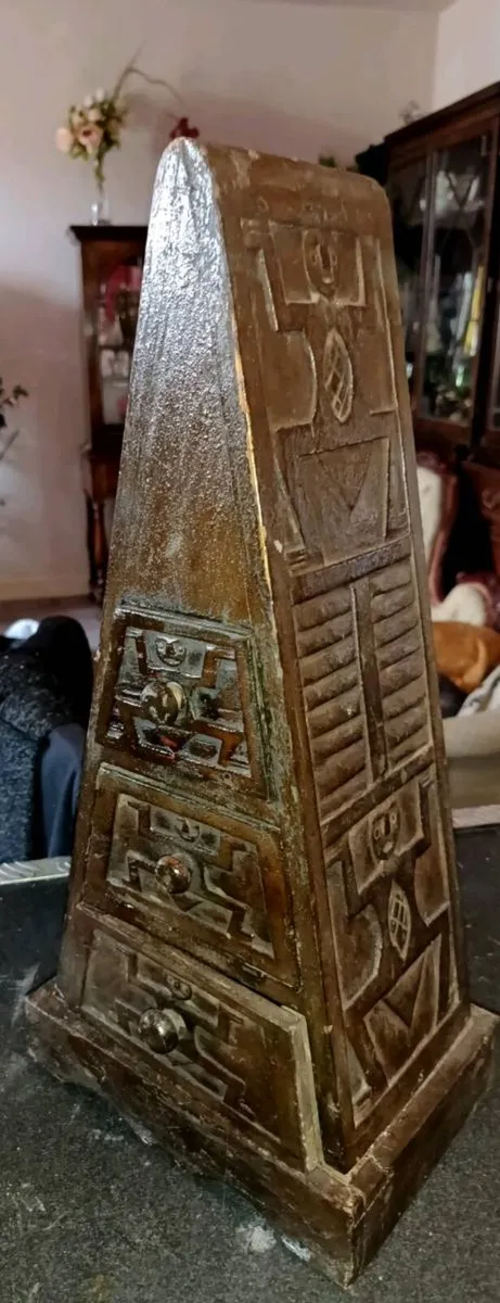 Wooden carved box with drawers - Image 1