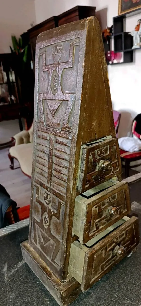 Wooden carved box with drawers - Image 2