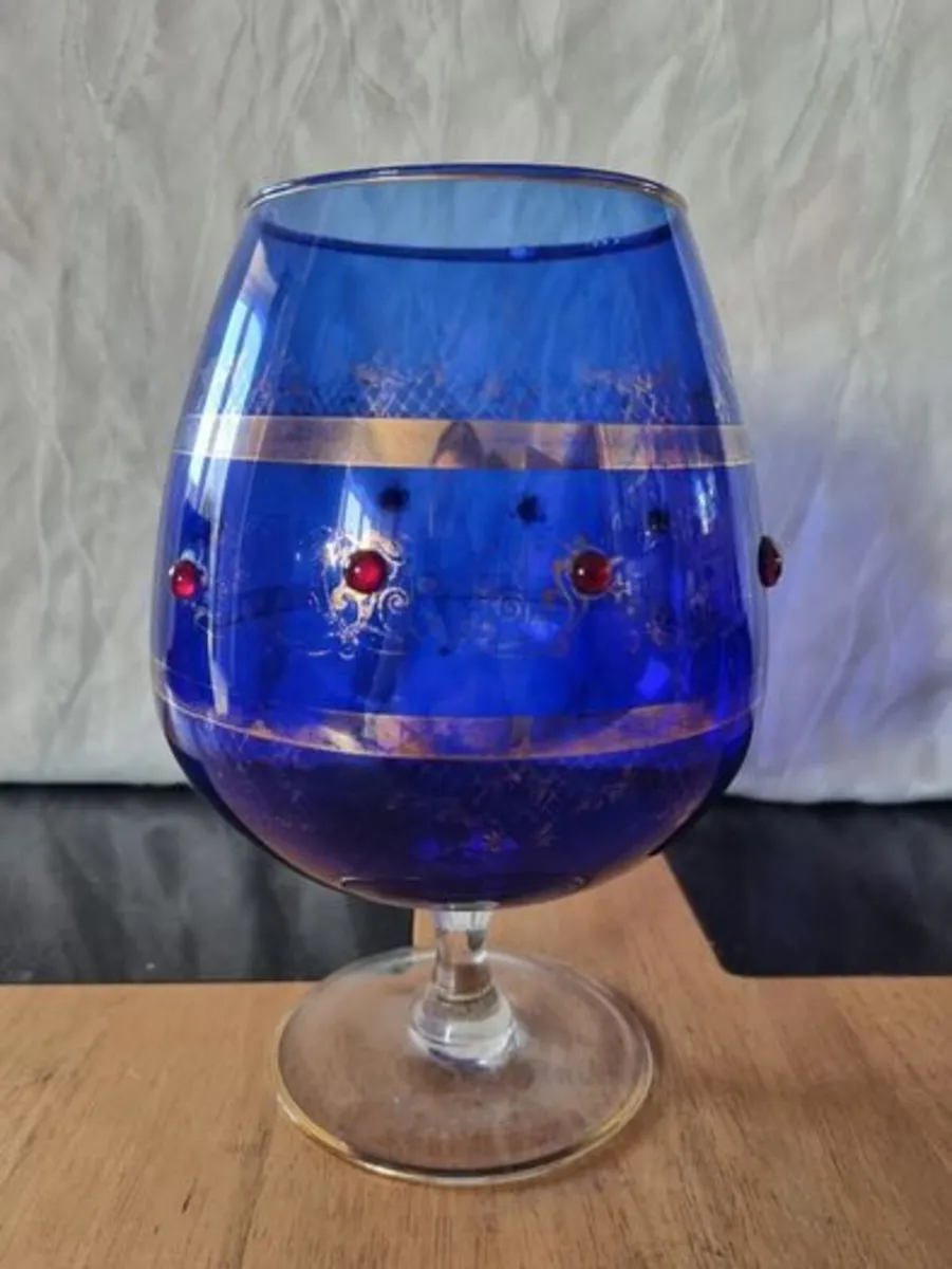 Large vintage Bohemia glass goblet - Image 1