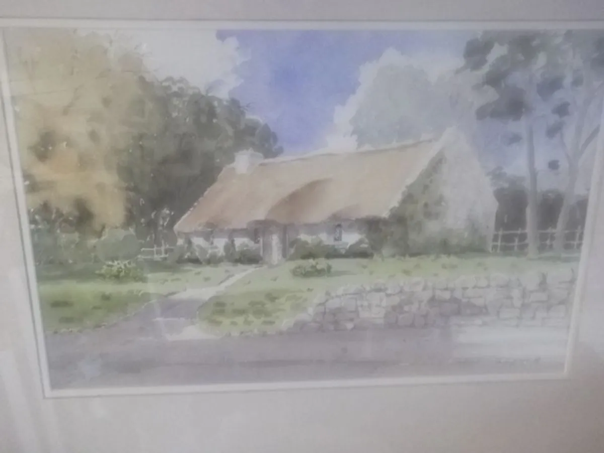 a large water colour painting of a irish cottage connemar  by tony lynch - Image 2