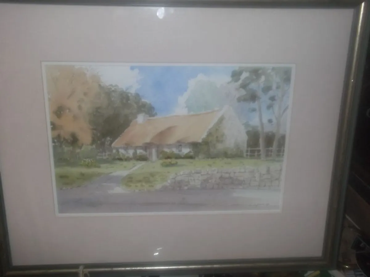 a large water colour painting of a irish cottage connemar  by tony lynch - Image 3