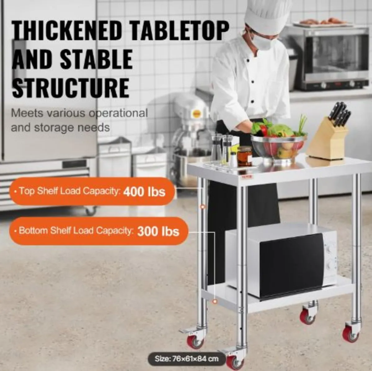 Stainless Steel Work Table 30 x24x33 Inch,700LBS - Image 2