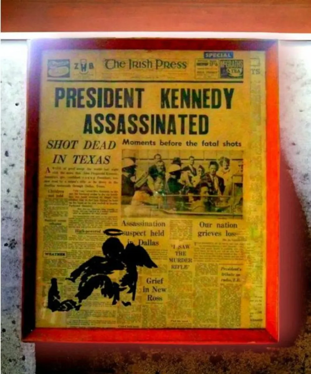 Framed Vintage JFK Assassination Newspaper Art - Image 4
