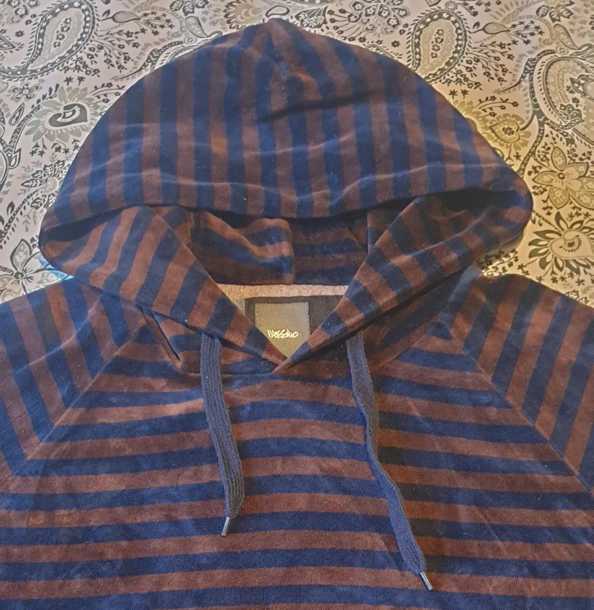 Brown and Blue Stripes Hoodie - Image 1