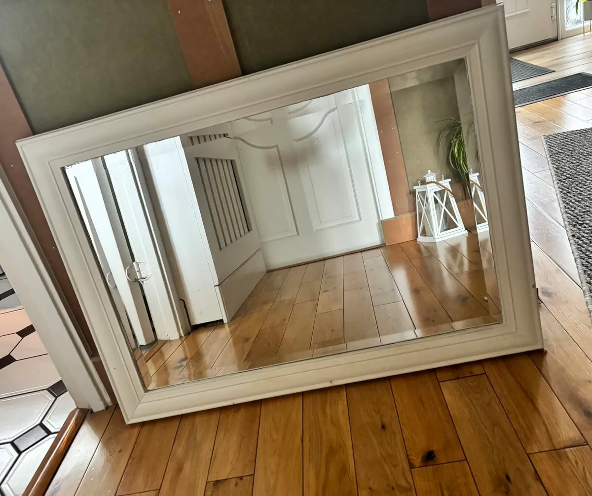 Large White Framed Mirror - Image 2