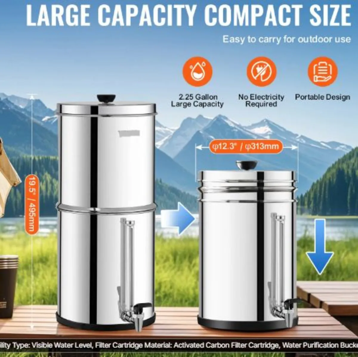 Gravity-fed Water Filter System,2.25G 304 Stainle - Image 4