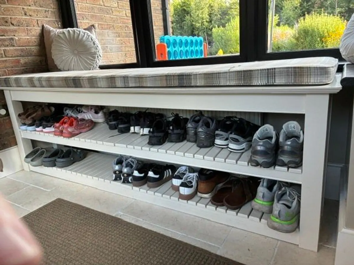 Large Custom-Made Shoe Storage Bench - Image 1