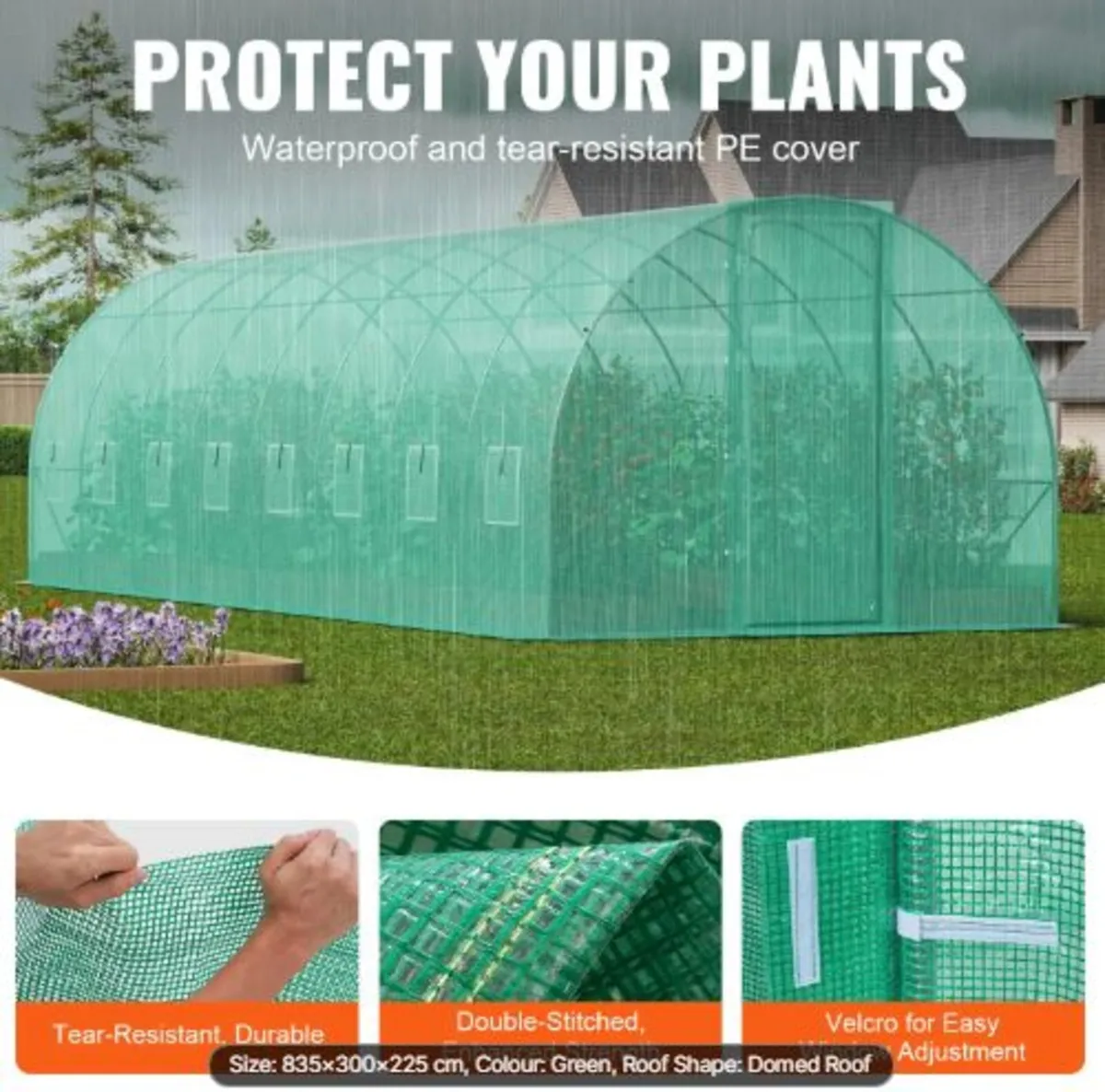 Walk-in Tunnel Greenhouse, 27.4x9.5x7.4 ft Hoop - Image 2