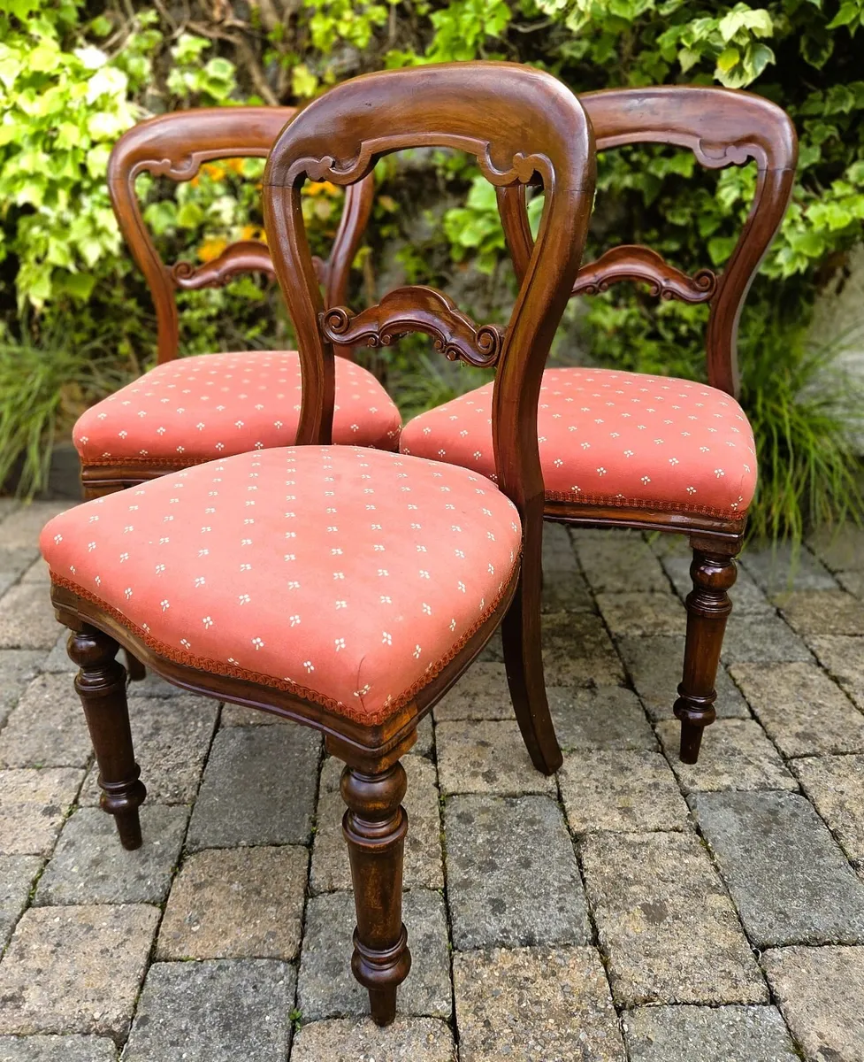 Victorian Balloon Back Chairs- Circa 1860 - Image 3