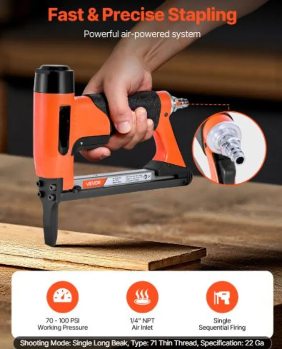 Pneumatic Staple Gun,22 Gauge Long-Nose Upholstery - Image 2