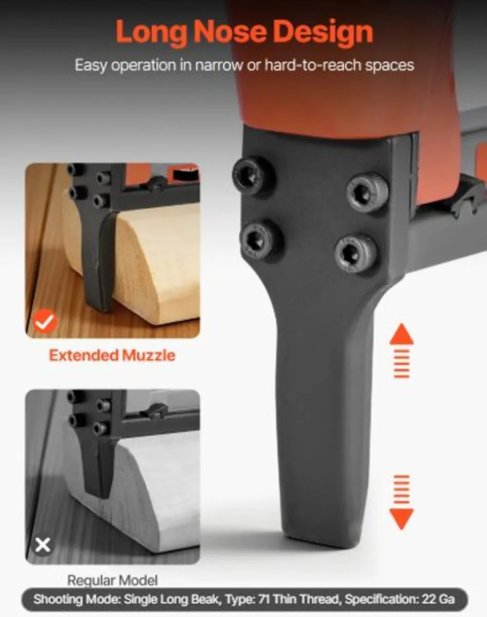 Pneumatic Staple Gun,22 Gauge Long-Nose Upholstery - Image 4