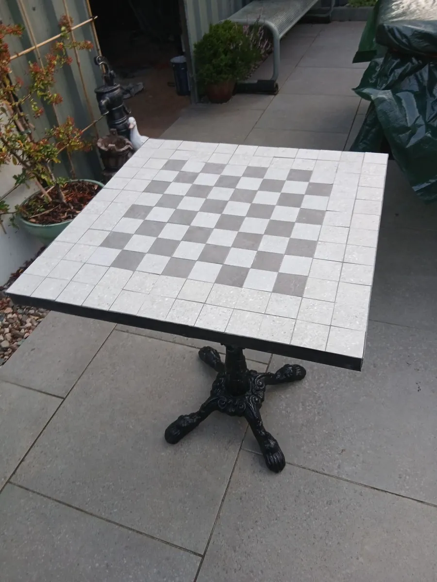 Chess Pedestal  Castiron Base Garden Table - Image 1