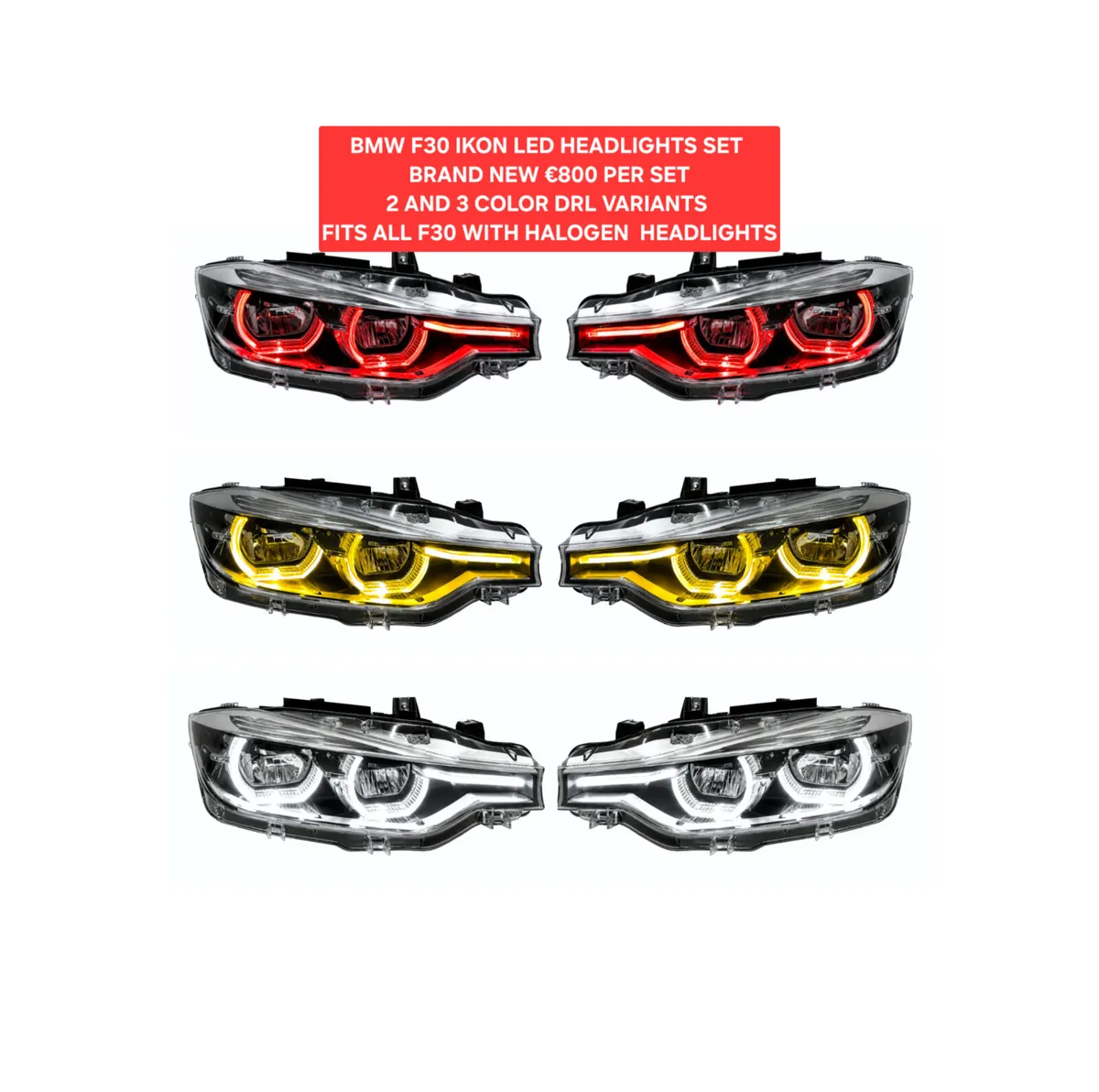 NEW BMW F30 F31 LED IKON HEADLIGHTS ANGEL EYES - Image 2
