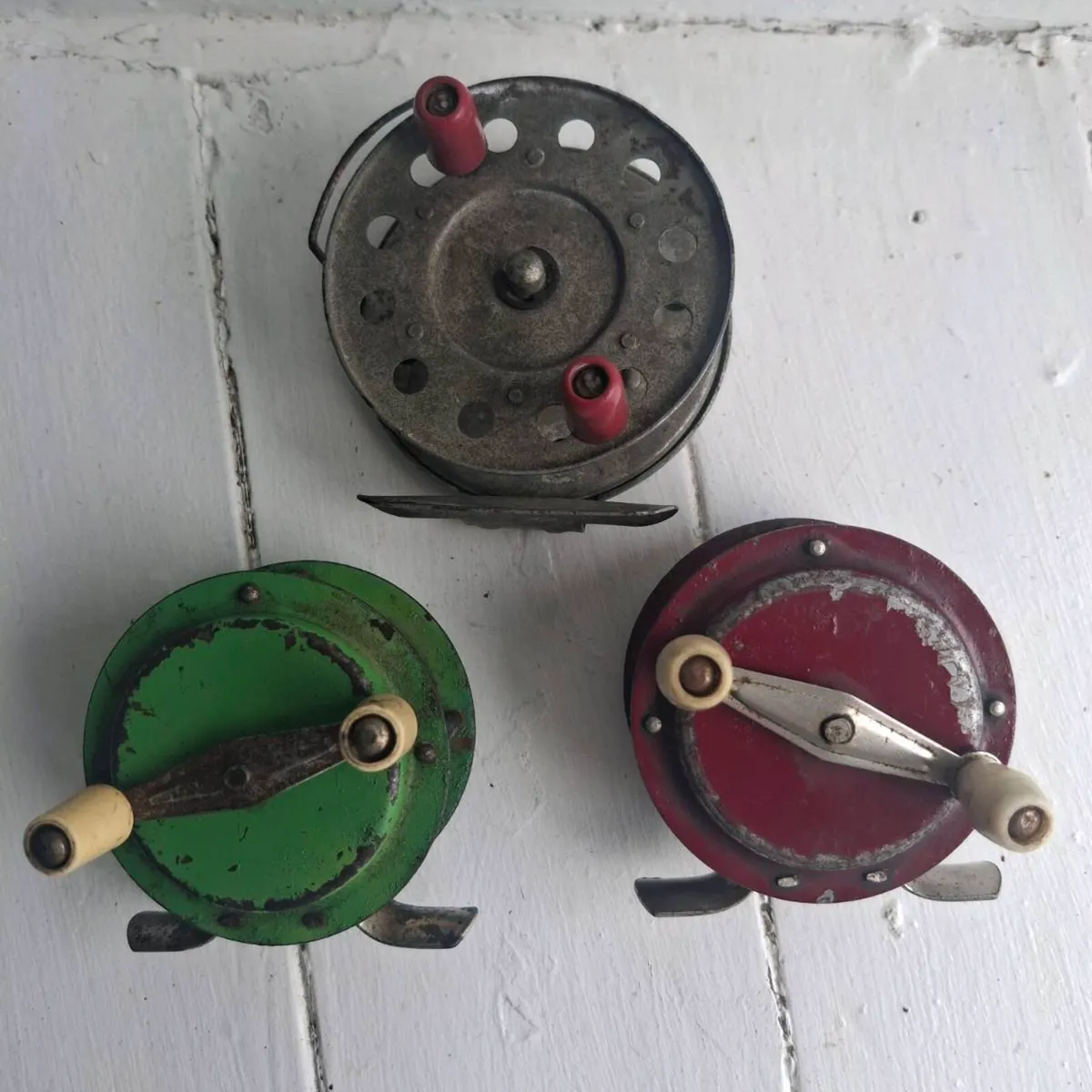 3 Vintage Metal Fishing Reels - Image 2