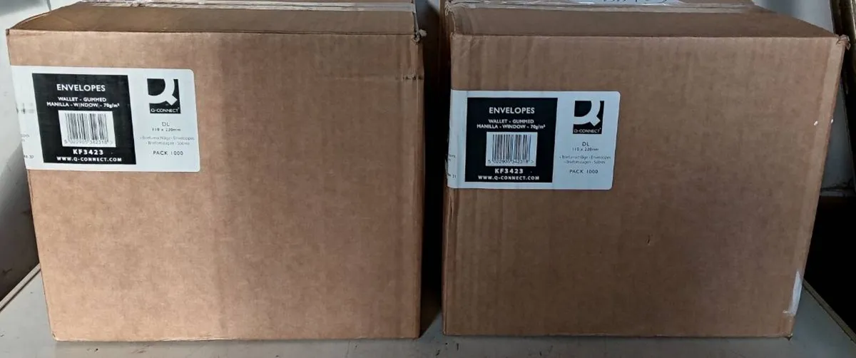 Two Large Boxes of Brown Envelopes - Image 1