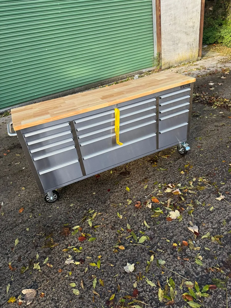 Manarola 72″ 15 Drawer Stainless Steel Tool Cabine - Image 1