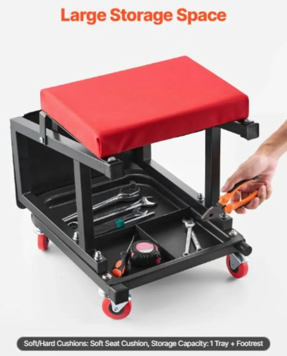 Mechanic Stool, 300 lbs Capacity Garage Seat/Work - Image 2