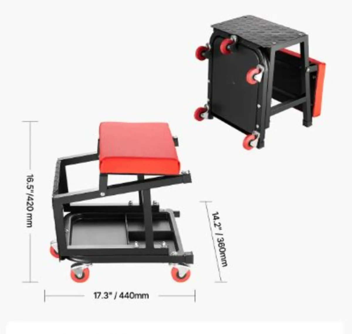Mechanic Stool, 300 lbs Capacity Garage Seat/Work - Image 3