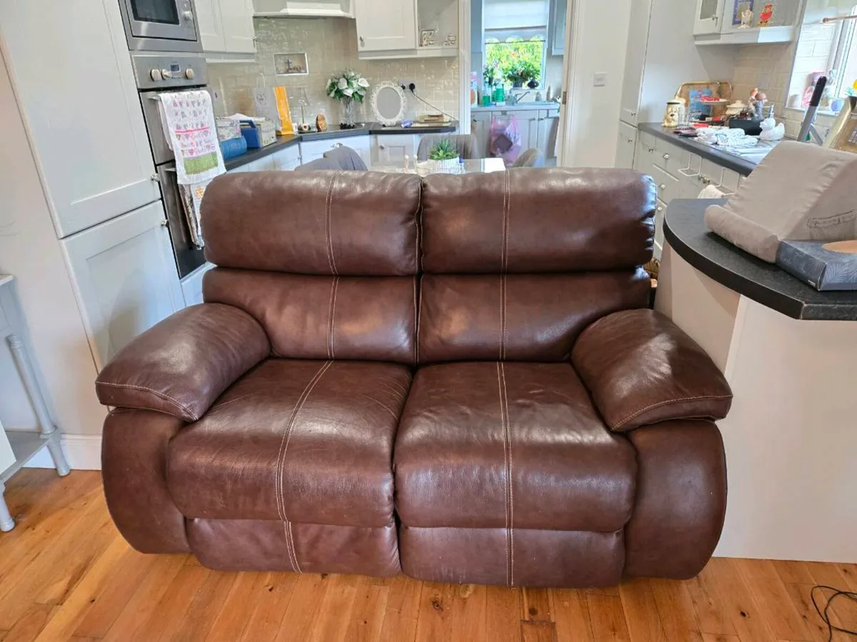 2 seater manual recliner leather couch