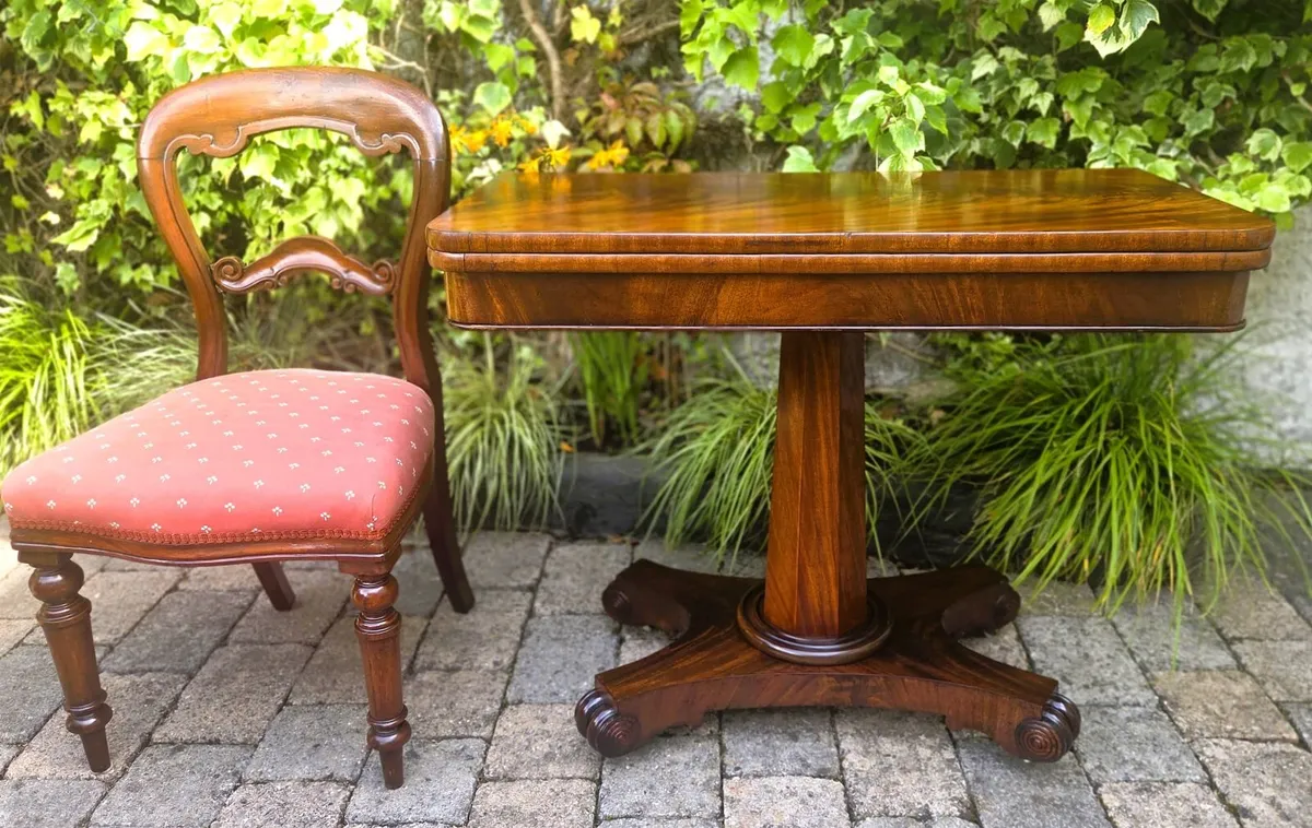 Victorian Fold Over Card Table- Circa 1860 - Image 4