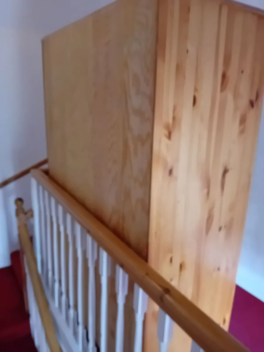 Large 3 Door Solid Pine Wardrobe with Mirror - Image 2