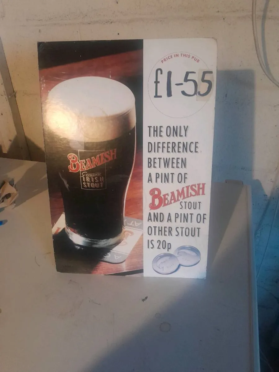 Vintage beamish stout cardboard  showcard - Image 1