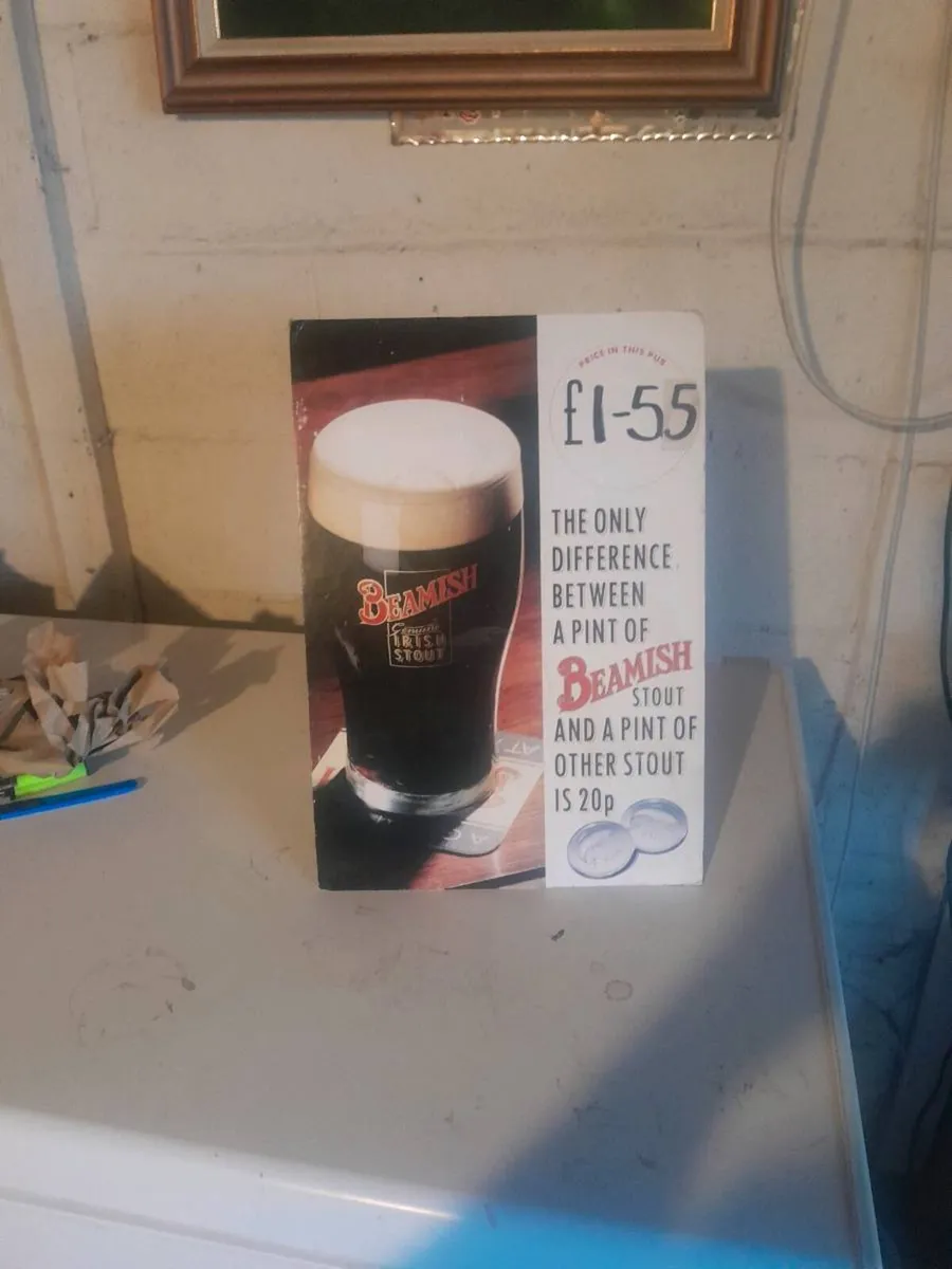 Vintage beamish stout cardboard  showcard - Image 3
