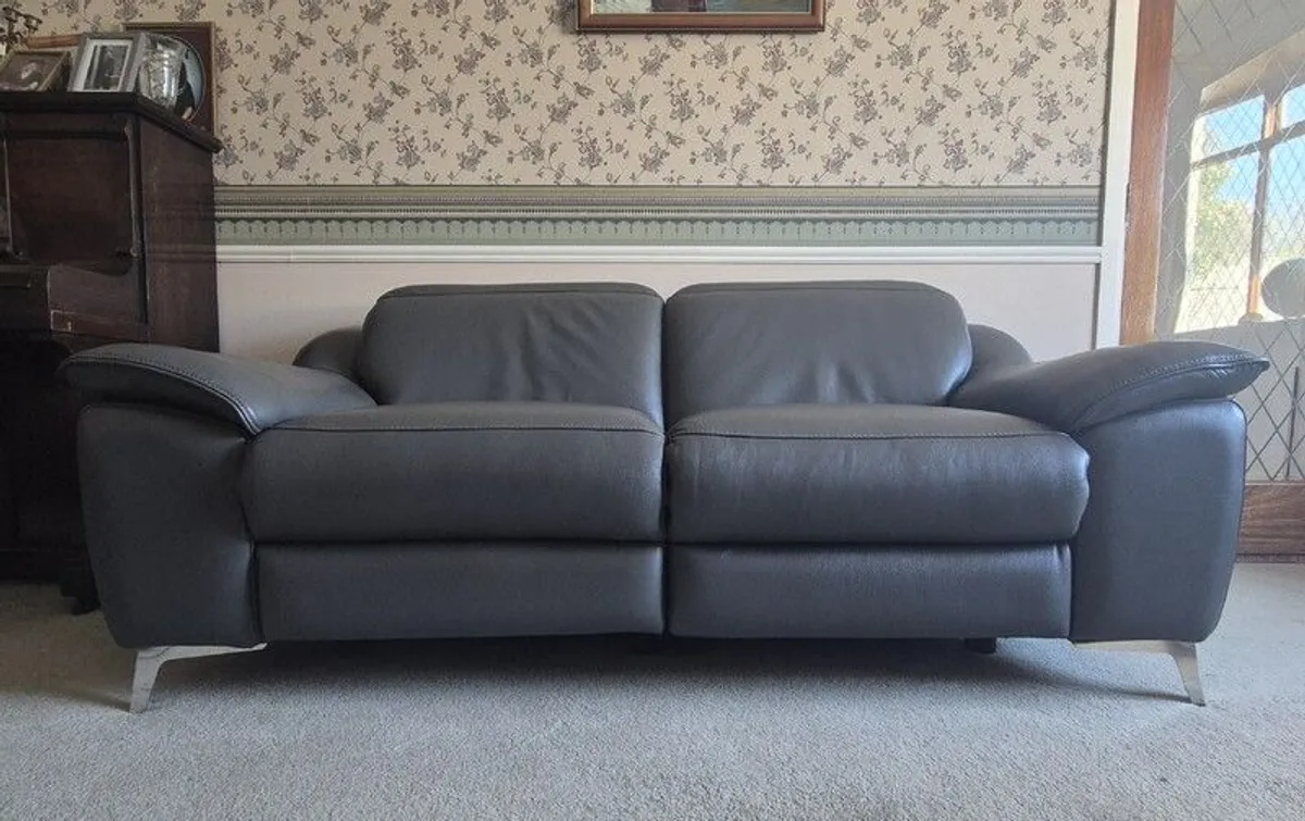 EZ Living Leather Electric Recliner Sofa - Image 1