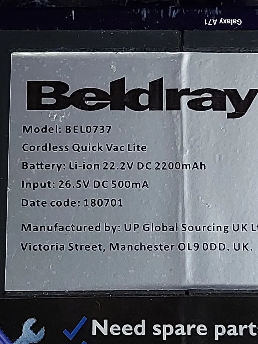 BELDRAY Cordless Quick Vac Lite, Model BEL0737 - Image 4