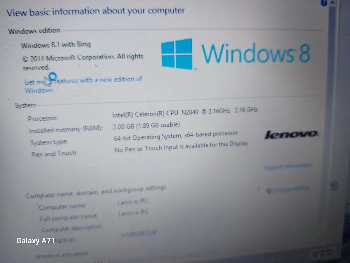 Lenovo Laptop G40-30 Model 80FY, 2GB Ram 500GB HDD - Image 3