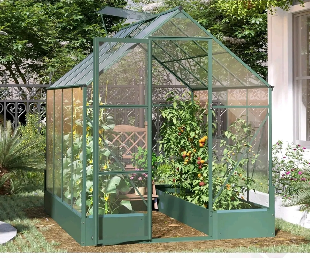 New Garden Walk-in Polycarbonate
Greenhouse 6x8ft - Image 1