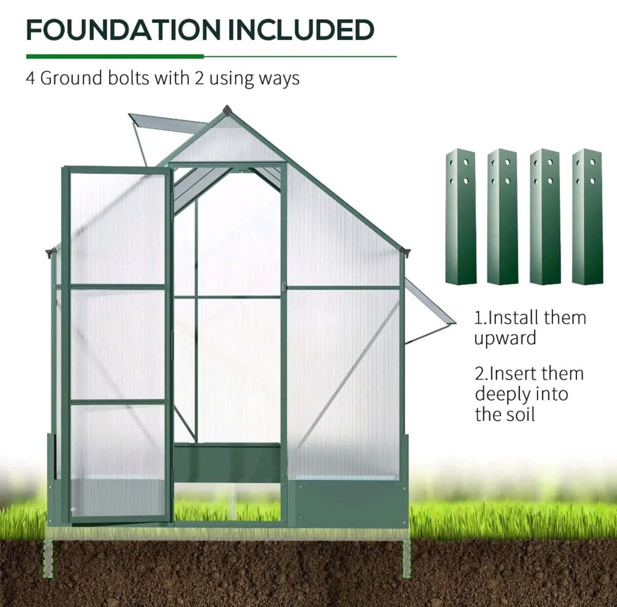 New Garden Walk-in Polycarbonate
Greenhouse 6x8ft - Image 3