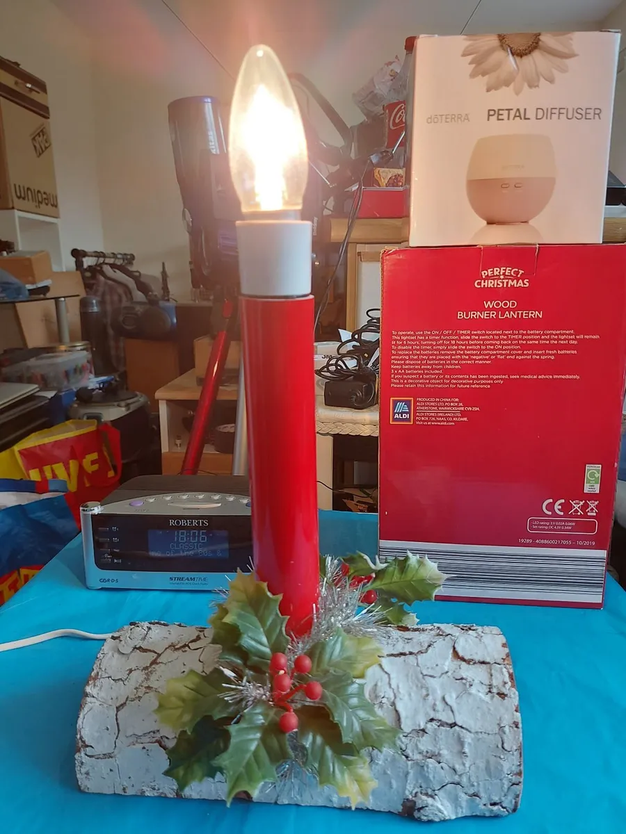 CHRISTMAS LOG CANDLE with BULB - Image 1