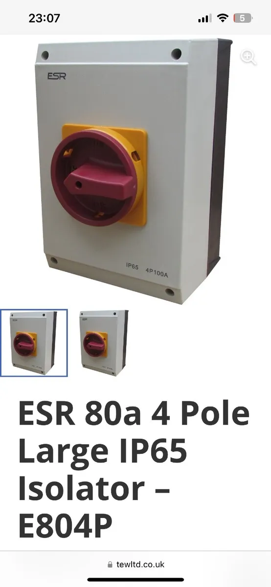 4 Pole 80A Surface Mount Isolator Part No: ERS0180 - Image 2