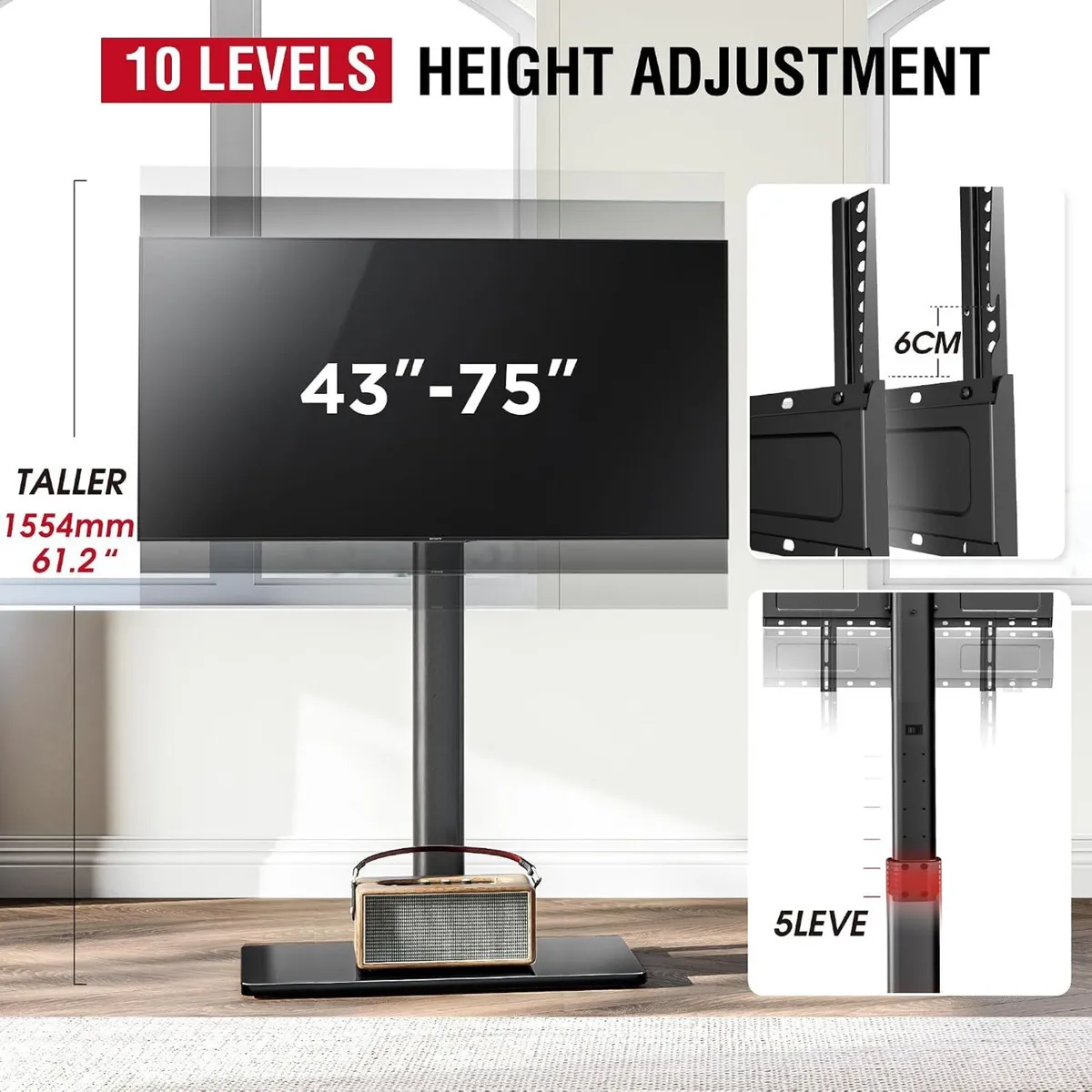 TV Floor Stand Tall for 43 to 75 - Image 2