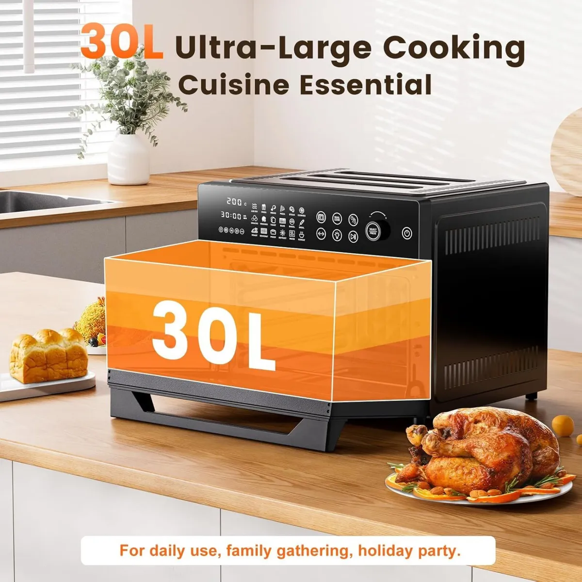 30L Air Fryer Oven with Rotisserie 1800W 18 - Image 2