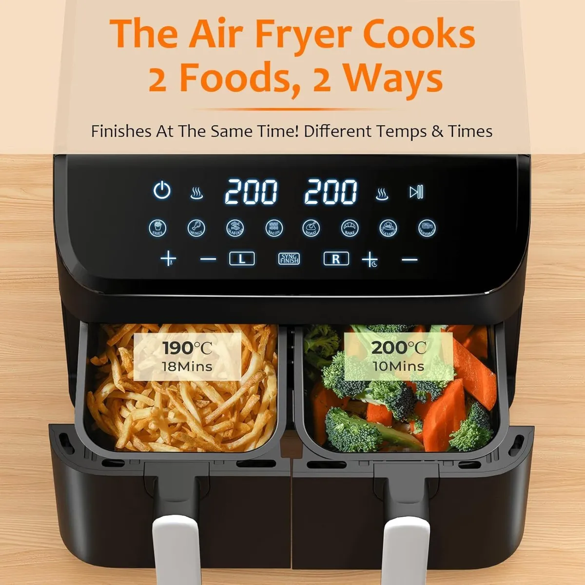 9L Dual Air Fryer with 2 Independent 4.5L - Image 2