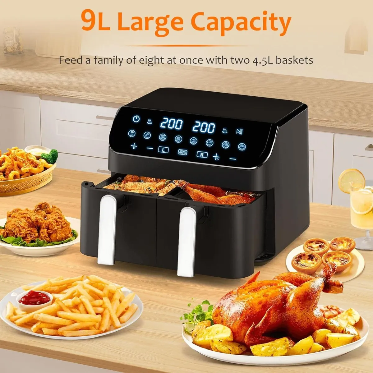 9L Dual Air Fryer with 2 Independent 4.5L - Image 4