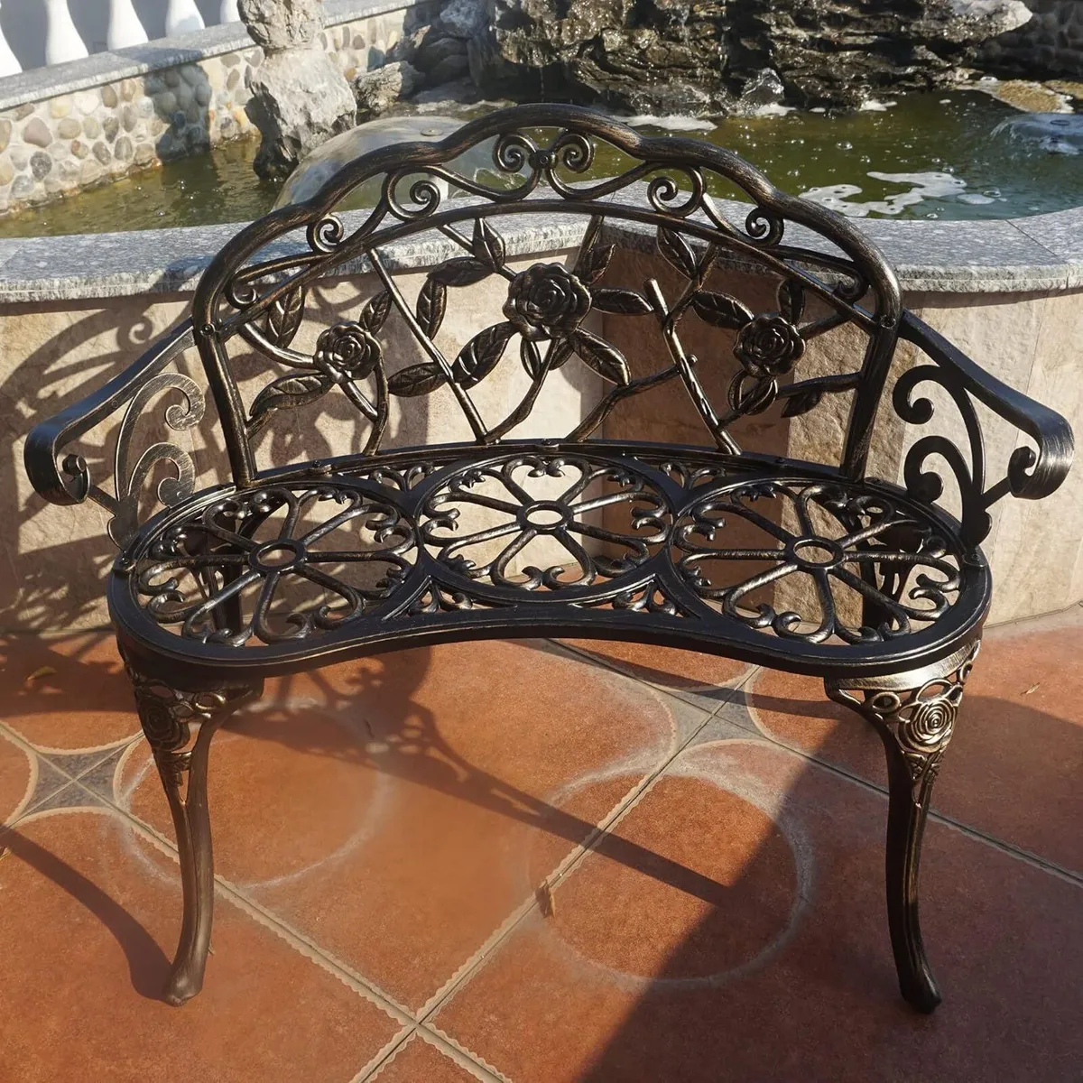 Garden Bench Metal Aluminium Rose - Image 1