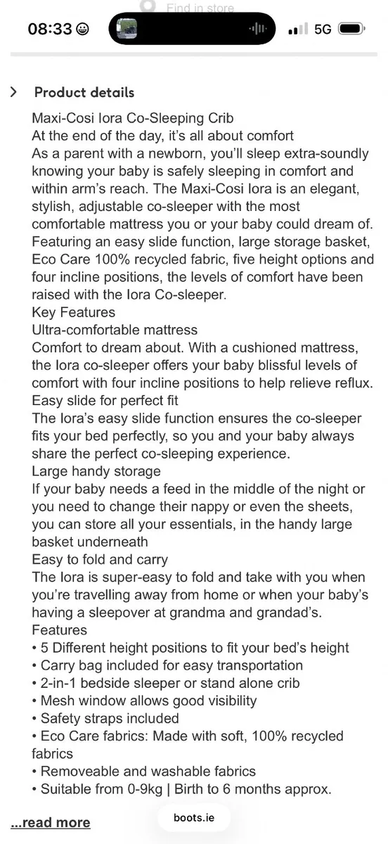 Maxi-Cosi lora Bedside Crib - Beyond Graphite - Image 4